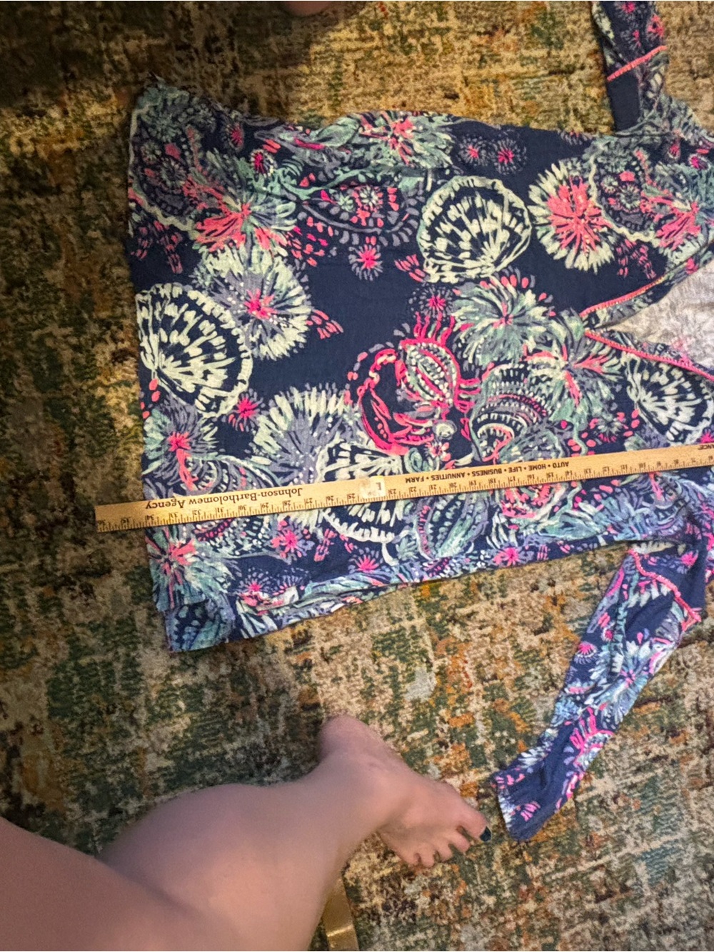 Lilly Pulitzer Navy Floral Midi Dress with Pink and Teal Details - Picture 7 of 9